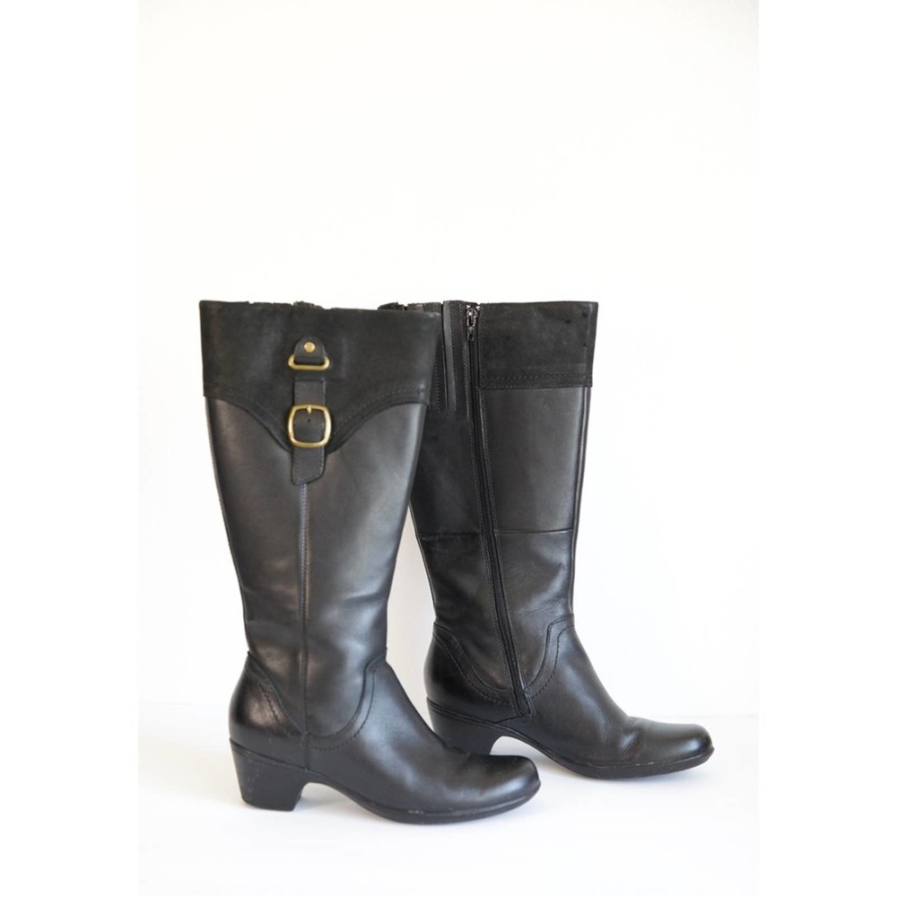 Clarks Ingalls Delaware Black Leather Boots - Size 8.5